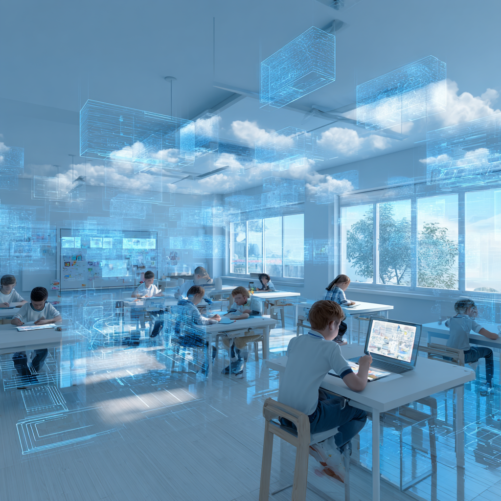 Modern classroom setting with personalized learning paths