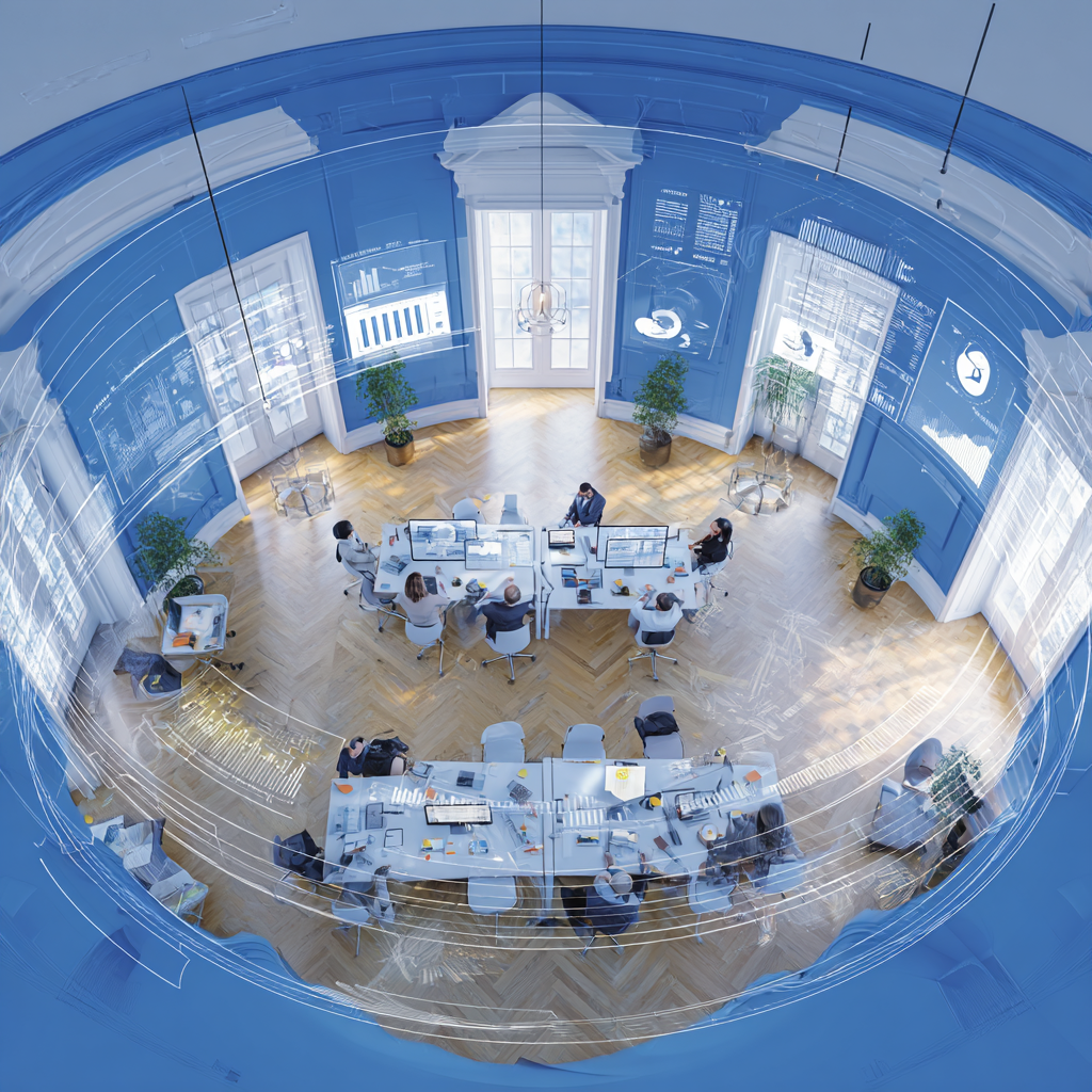 Professional government office setting with diverse small business owners collaborating